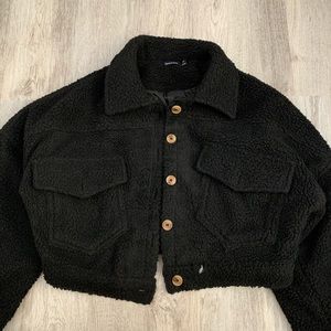 Black cropped jacket from Boohoo